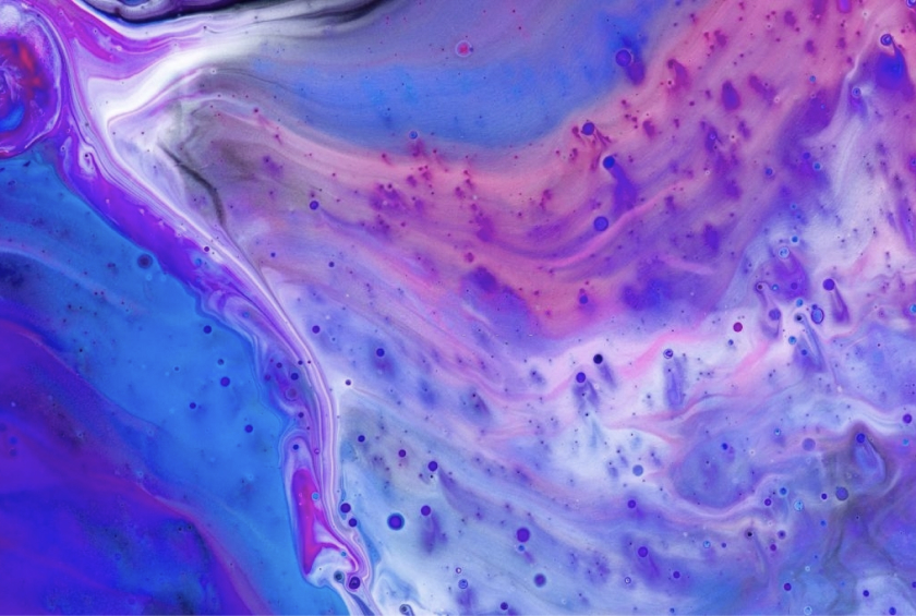 Abstract fluid art in blue, purple and pink tones
