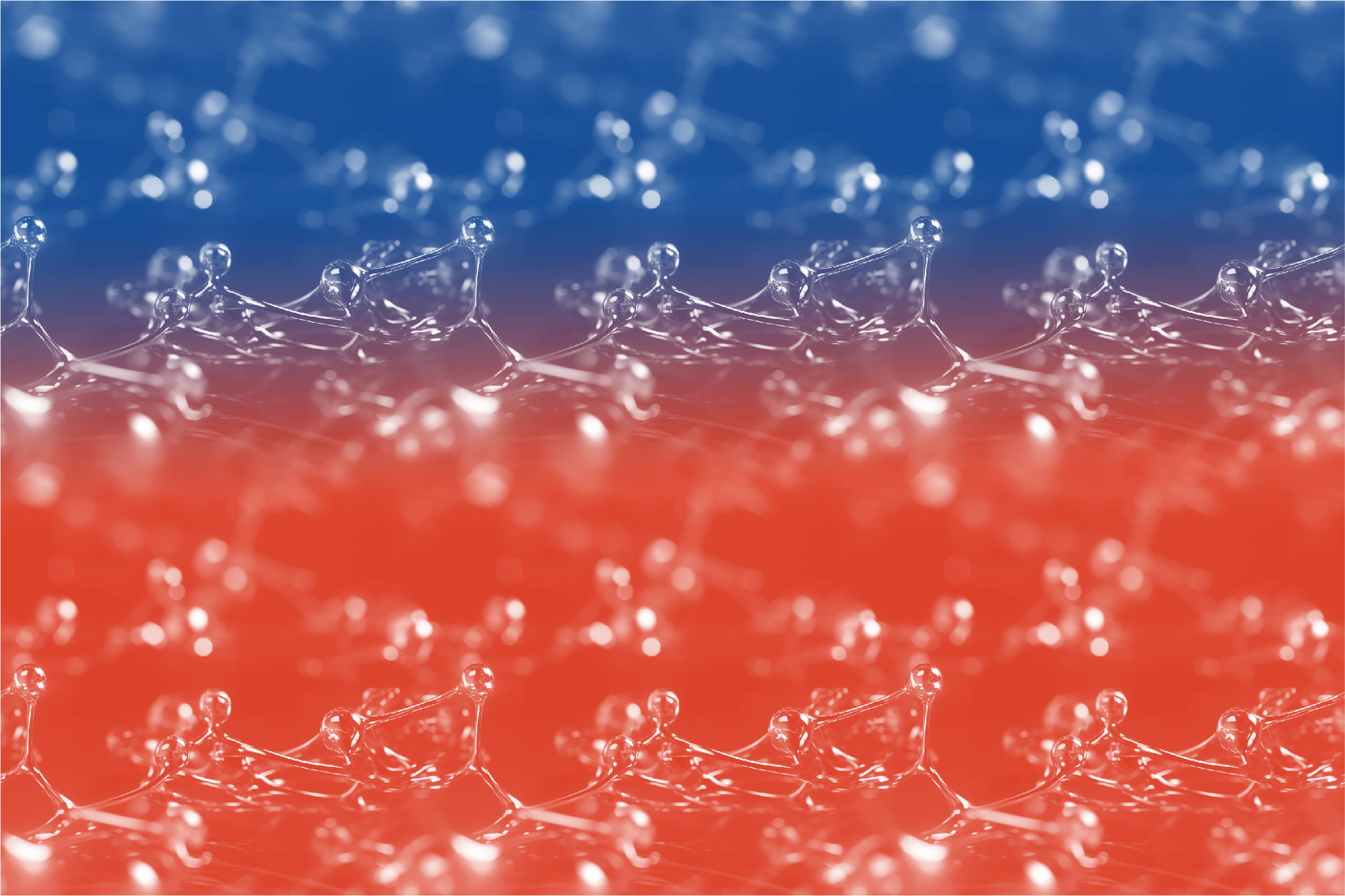 Abstract illustration of molecules binding at a red and blue interface, representing surface plasmon resonance