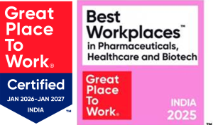 Great Place To Work Certified India (Jan 2026-Jan 2027) and Best Workplaces in Pharmaceuticals, Healthcare and Biotech India 2025 badges