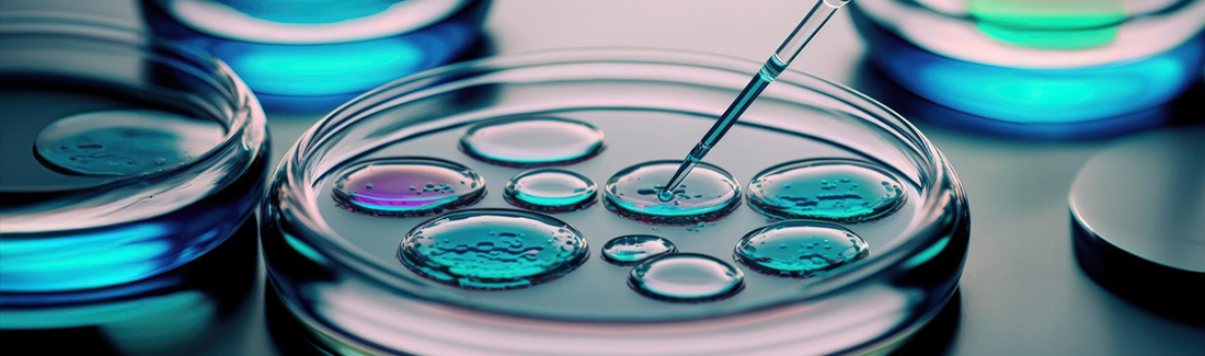 Pipette dispensing into petri dishes of teal culture media, BCMA-expressing CHO-K1 cell line case study banner